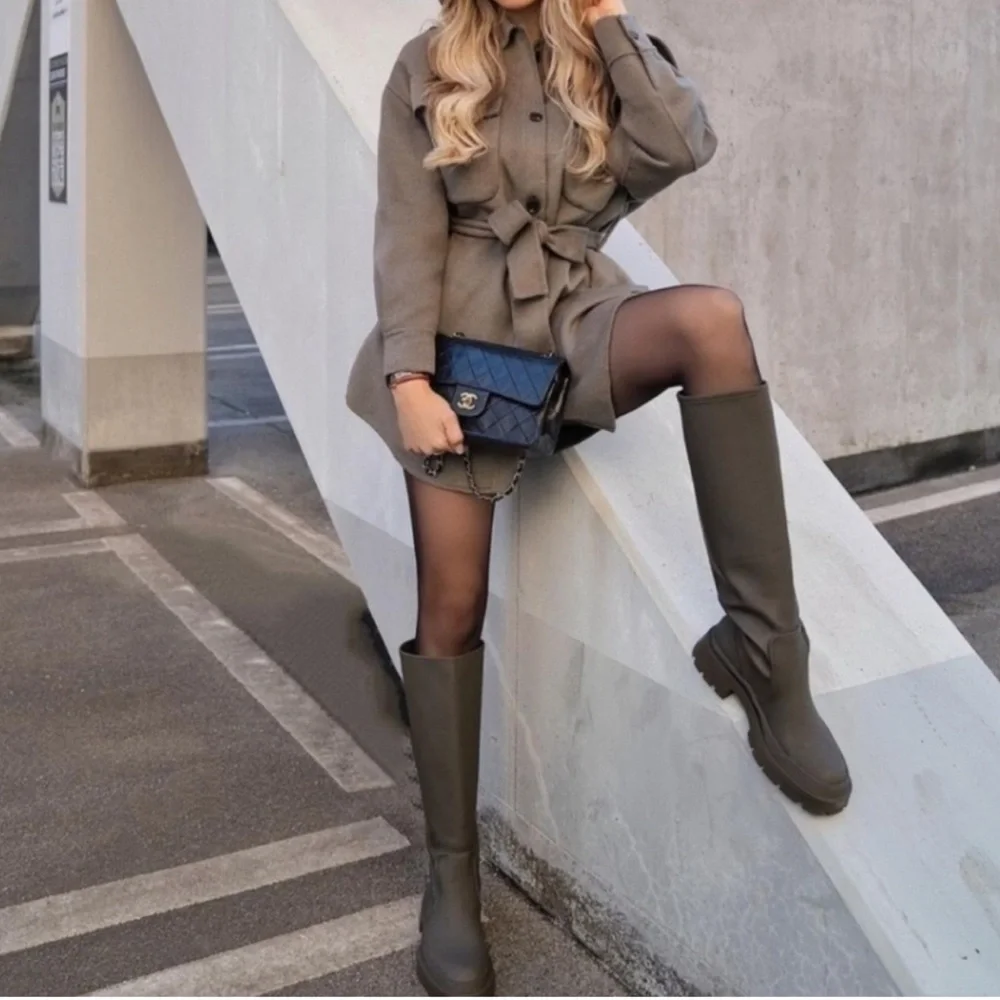 Zara Dark Brown Knee-High Riding Boots
